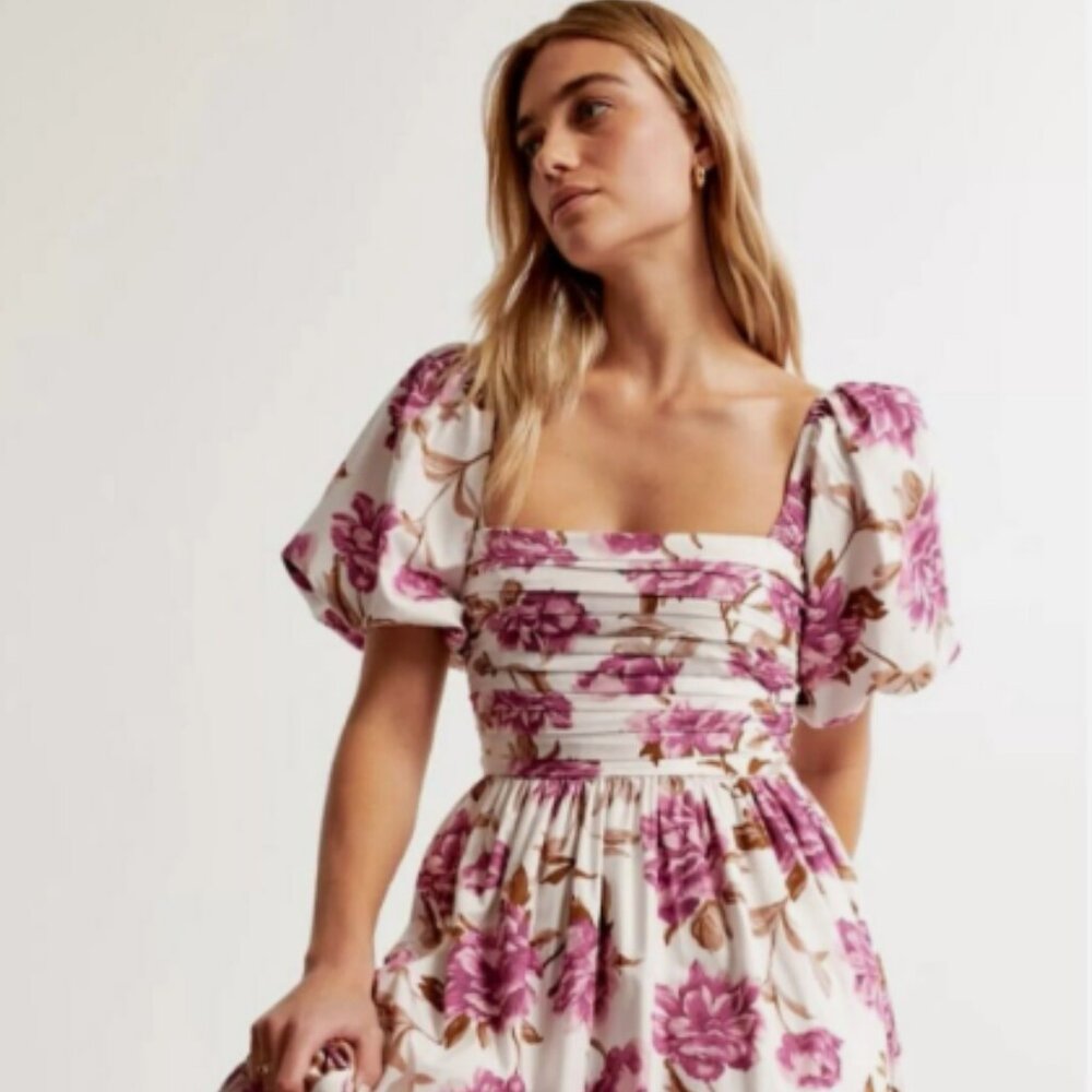 Abercrombie & Fitch Emerson poplin midi dress in purple floral | M